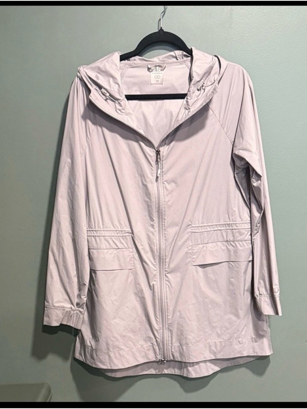Women's Light Gray/Purple Lightweight Clinch Waist Hooded Rain Jacket